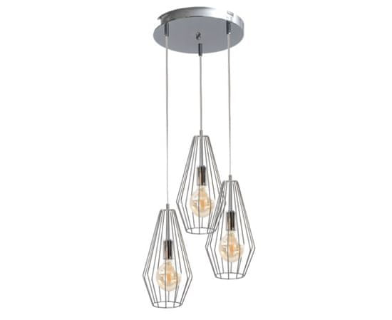 Greatstore 3xE27 LEX SILVER závěsná lampa