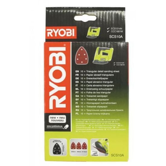 RYOBI Ryobi SCS10A1 - 10ks sada brusných papírů k broušení v koutech