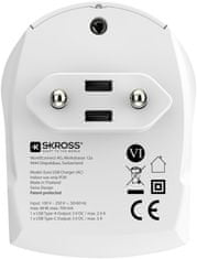 Skross  USB nabíjecí adaptér Type-C Euro, 5400mA, 2x USB výstup Typ-A + Typ-C