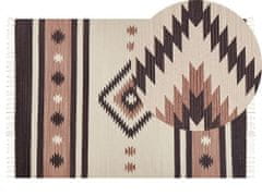 Beliani Bavlněný kelimový koberec 140 x 200 cm béžový/hnědý ARAGATS
