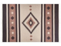 Beliani Bavlněný kelimový koberec 200 x 300 cm béžový/hnědý ARAGATS