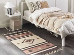 Beliani Bavlněný kelimový koberec 80 x 150 cm béžový/hnědý ARAGATS