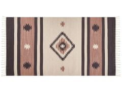 Beliani Bavlněný kelimový koberec 80 x 150 cm béžový/hnědý ARAGATS