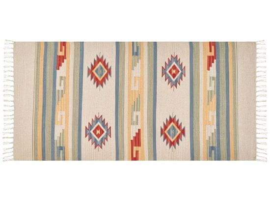 Beliani Bavlněný kelimový koberec 80 x 150 cm vícebarevný APARAN
