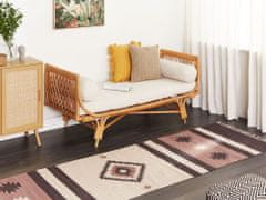 Beliani Bavlněný kelimový koberec 80 x 300 cm béžový/hnědý ARAGATS