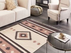 Beliani Bavlněný kelimový koberec 140 x 200 cm béžový/hnědý ARAGATS