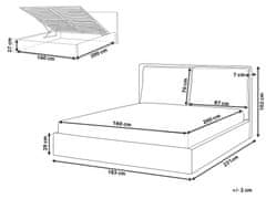 Beliani Sametová postel s úložným prostorem 160 x 200 cm krémově bílá BAJONNA