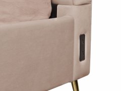 Beliani Sametová postel s USB portem 160 x 200 cm taupe MIRIBEL