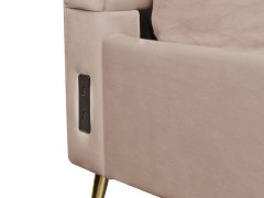 Beliani Sametová postel s USB portem 160 x 200 cm taupe MIRIBEL