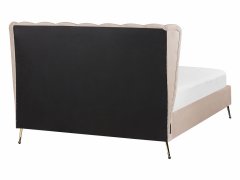 Beliani Sametová postel s USB portem 140 x 200 cm taupe MIRIBEL