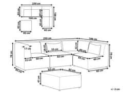 Beliani 4místná manšestrová rohová modulární pohovka s taburetem levostranná taupe LEMVIG