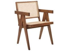 Beliani Dřevěná židle s ratanovým výpletem světlé dřevo/hnědá WESTBROOK