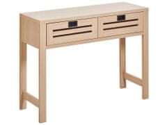 Beliani Konzolový stolek se 2 zásuvkami světlé dřevo RANDA