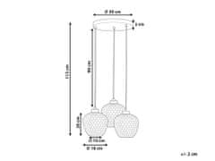 Beliani Skleněná závěsná lampa se 3 světly šedá SHERRY