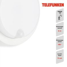 BRILONER BRILONER TELEFUNKEN LED venkovní nástěnné svítidlo s čidlem, pr. 17 cm, 12 W, bílé TF 315306TF