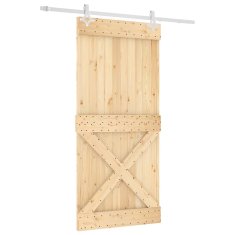 Greatstore Posuvné dveře s kováním 95 x 210 cm masivní borové dřevo