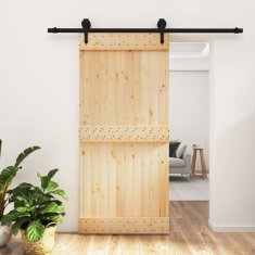 Greatstore Posuvné dveře s kováním 95 x 210 cm masivní borové dřevo