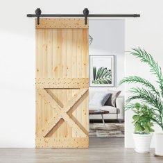 Greatstore Posuvné dveře s kováním 85 x 210 cm masivní borové dřevo