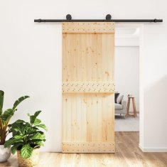 Greatstore Posuvné dveře s kováním 85 x 210 cm masivní borové dřevo