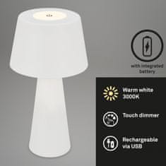 BRILONER BRILONER LED nabíjecí stolní lampa pr.16,5 cm 3,5W 400lm bílé IP44 BRILO 7437016