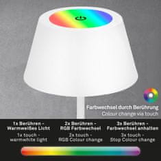 BRILONER BRILONER LED RGB nabíjecí stolní lampa 38 cm 2,6W 200lm bílé BRILO 7466016