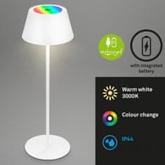 BRILONER BRILONER LED RGB nabíjecí stolní lampa 38 cm 2,6W 200lm bílé BRILO 7466016