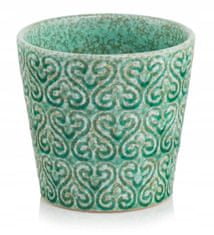 Polnix Ozdobný zelený keramický obal na květinu 14 x 13 cm