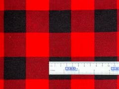 Mirtex Látka FLANEL 165 (K3 kostky velké černo-červené) -150cm / , 1 běžný metr