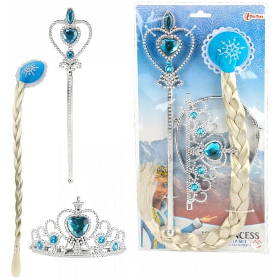 Toi Toys Sada Frozen 3ks / set Frozen Elsa 3ks na kartě - čelenka, hůlka, cop