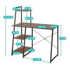 Timeless Tools Kompaktní počítačový stůl, pracovní stanice se 4 policemi
