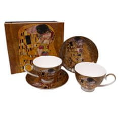 Home Elements  Porcelánový šálek s podšálkem 2 x 250 ml, Klimt Polibek zlatý