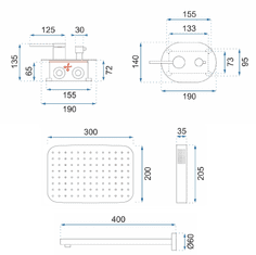 BPS-koupelny Sprchový komplet REA OVAL + BOX-BG s podomítkovou baterií, černý