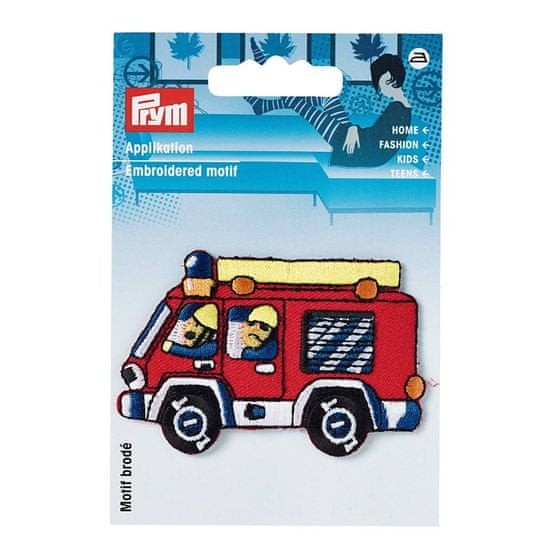PRYM Nášivka hasičský vůz, nažehlovací, červená