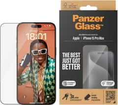 PanzerGlass ochranné sklo pro Apple iPhone 15 Pro Max, Ultra-Wide Fit