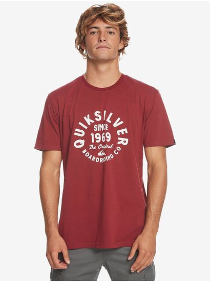 Quiksilver Vínové pánské tričko Quiksilver Circled Script Front