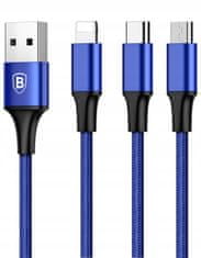 BASEUS Kabel 3v1 Micro USB TYPE-C Lightning pro chytrý telefon