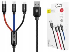 BASEUS Kabel 3v1 Micro USB TYPE-C Lightning pro chytrý telefon