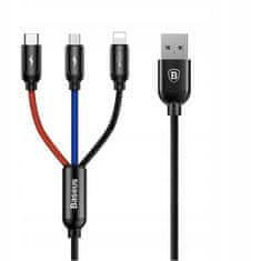 BASEUS Kabel 3v1 Micro USB TYPE-C Lightning pro chytrý telefon