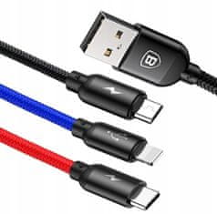 BASEUS Kabel 3v1 Micro USB TYPE-C Lightning pro chytrý telefon