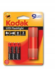 Kodak Mini svítilna KODAK 9 LED IP62 25m + 3xAAA - Červené