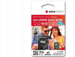 Agfaphoto Paměťová karta AGFA Micro SDHC 32 GB 100 MB / s U1 V10 + ADAPTÉR