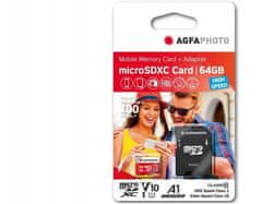 Agfaphoto Paměťová karta AGFA Micro SDHC 64 GB 100 MB / s U1 V10 + ADAPTÉR