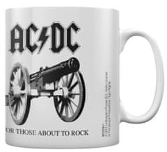 CurePink Keramický hrnek AC/DC: For Those About To Rock (objem 315 ml) bílý