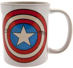 CurePink Bílý keramický hrnek Marvel|Captain America: Shield|Štít (objem 315 ml)