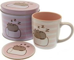 CurePink Dárkový set v plechové krabičce: Pusheen - Marshmallow (objem hrnku 370 ml)