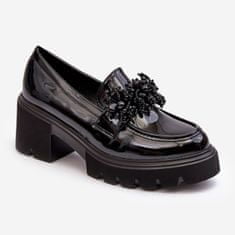 Dámská lakovaná obuv s ornamentem černá velikost 39