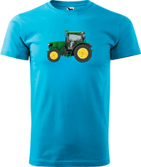 Hobbytriko Tričko s traktorem - Zelený traktor Barva: Tyrkysová (44), Velikost: 4XL