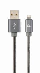 Gembird kábel nabíjací Lightning 8-pin (M) na USB 2.0 (M), prémiový, metalicky opletený, 1 m, šedý