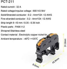 HADEX Rychlospojka PCT-211 pro kabely 0,08-4mm2 na DIN lištu