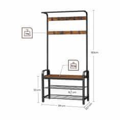 VASAGLE Předsíňový věšák s botníkem 84 x 183 x 34 cm